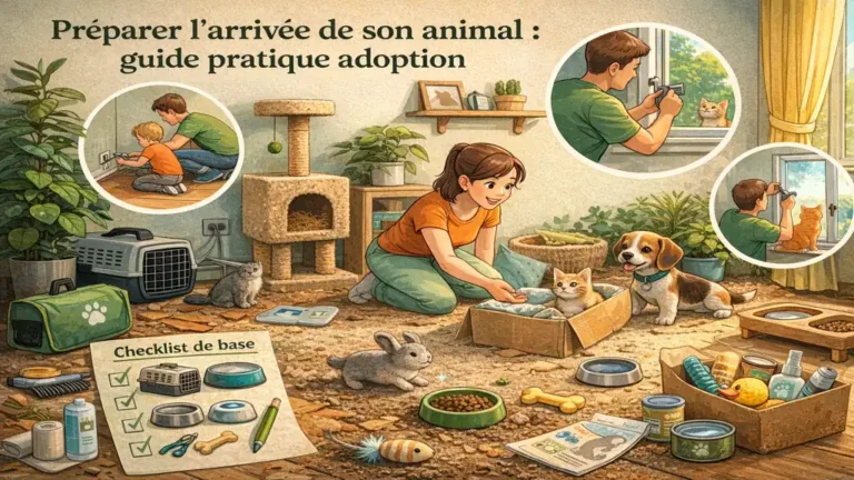 Préparer l’arrivée d’un animal de compagnie à la maison avec couchage, gamelles, jouets et espace sécurisé
