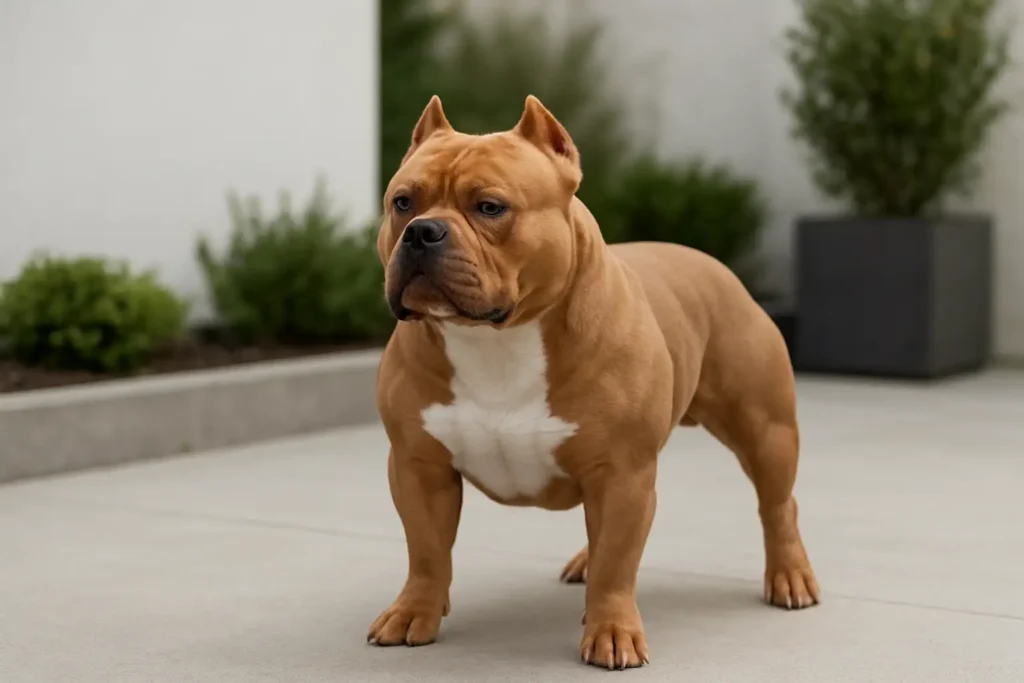 Chien american bully pocket compact et musclé dans une scène réaliste