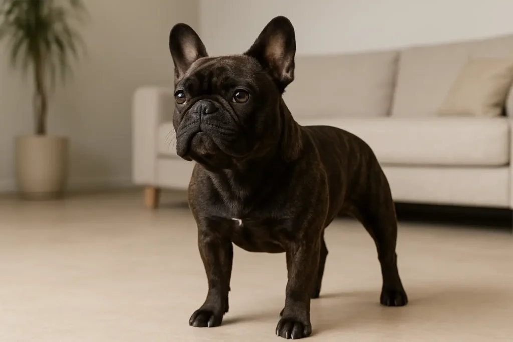 Chien bully pocket compact et musclé dans un intérieur moderne