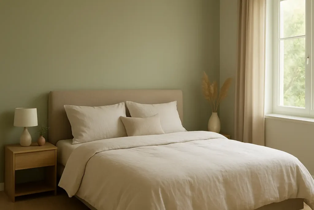 Chambre adulte moderne avec peinture douce et ambiance apaisante