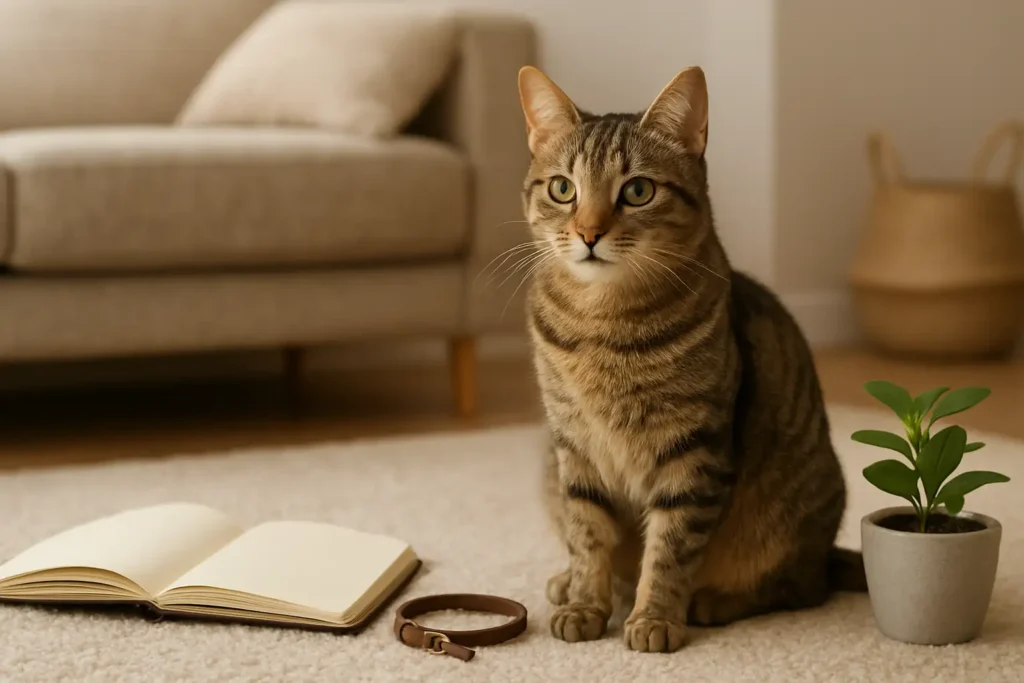 Chatte domestique élégante dans un intérieur moderne pour illustrer un prénom de chat femelle original